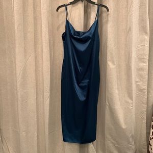 Medium Teal Blue Green Silk Dress